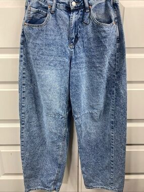 SONG High Rise Barrel Jeans  Trendy Balloon Baggy 5/27 Acid Wash100% Cotton